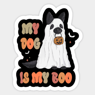 My Dog Is My Boo Spooky Season Ghost Halloween Groovy Retro Sticker